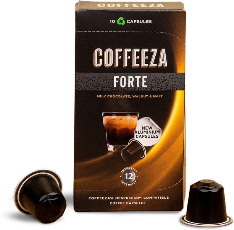 Coffeeza Forte Coffee Capsules Pack of 10 Pods -Nespresso Compatible Coffee Capsules Pods Instant Coffee  (10 x 5.5 g)