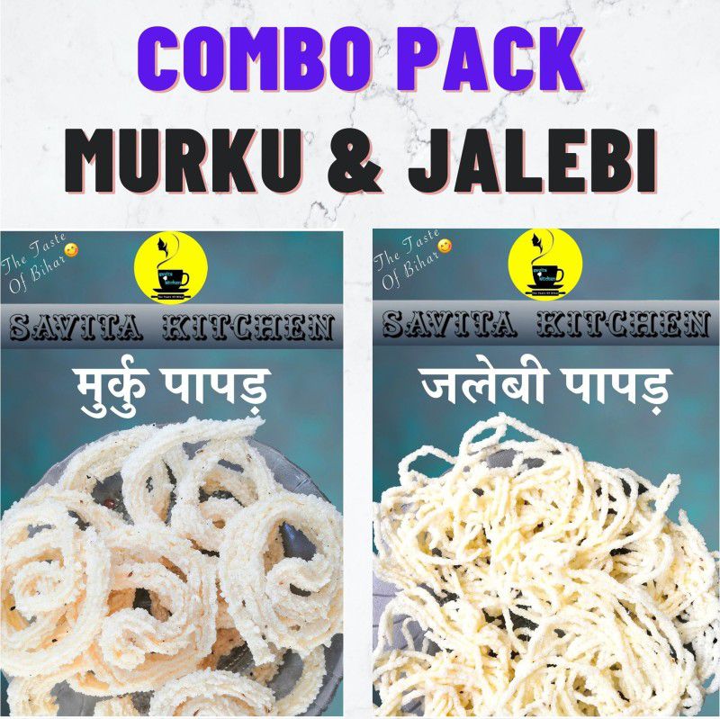 Savita Kitchen Murku & Jalebi Papad Combo | Combo Pack of 300 G Each (Total 600 G) Masala Papad 600 g  (Pack of 2)