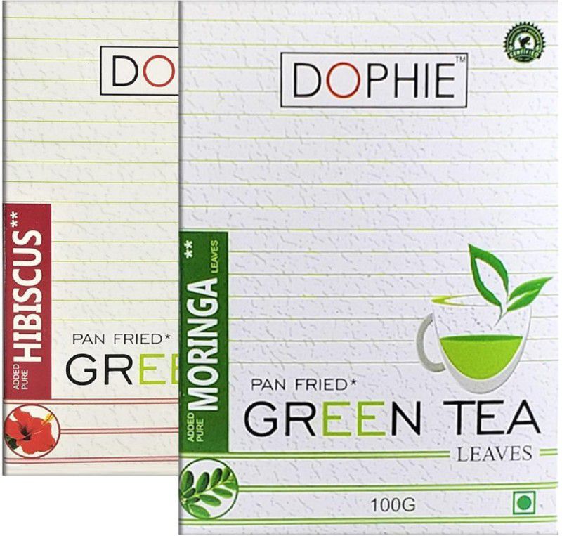 dophie Hibiscus green tea, Moringa Green tea [COMBO PACK-2] Supports Circulatory System | Calms Nervous System | Antioxidants | Great Source of Vitamin C (100gm Each) Herbs Green Tea Box  (2 x 100 g)