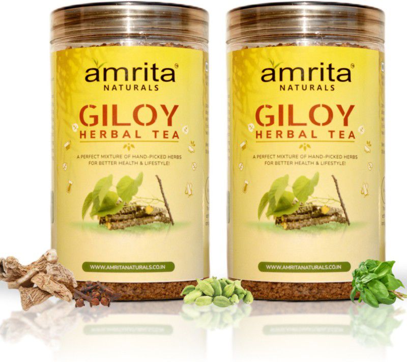 Amrita Naturals Giloy Green Herbal Tea for Help Immunity Booster 500+500Gram Pack Of 2 Herbs Tea Glass Bottle  (2 x 0.5 kg)