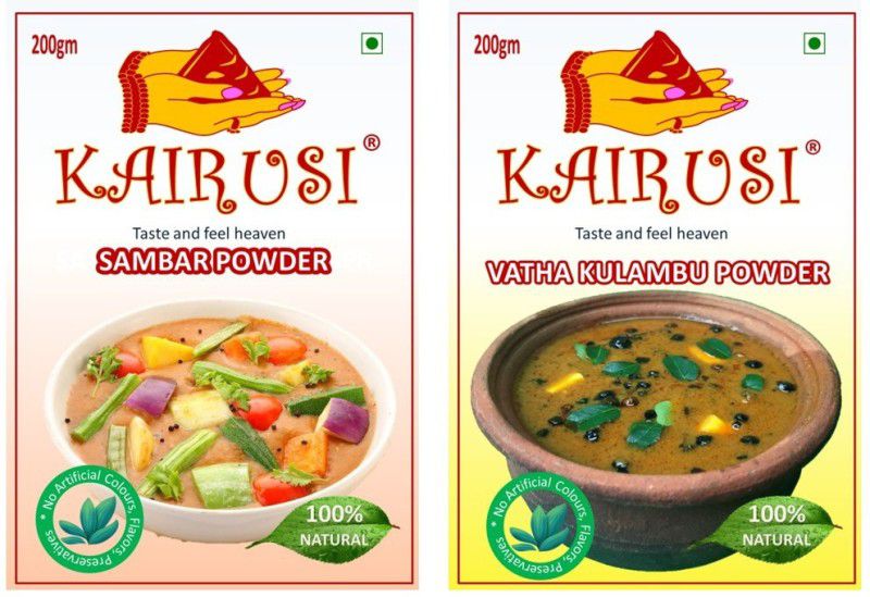 KAIRUSI Sambar Powder and Vathakulambu Powder Combo Offer  (2 x 200 g)