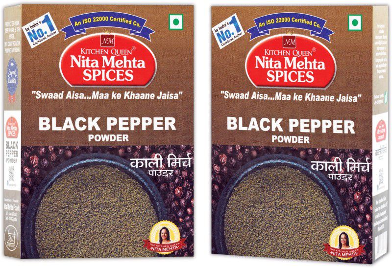 KITCHEN QUEEN NITA MEHTA Black Pepper Powder | Kaali Mirch Powder | Pure Spices  (2 x 100 g)