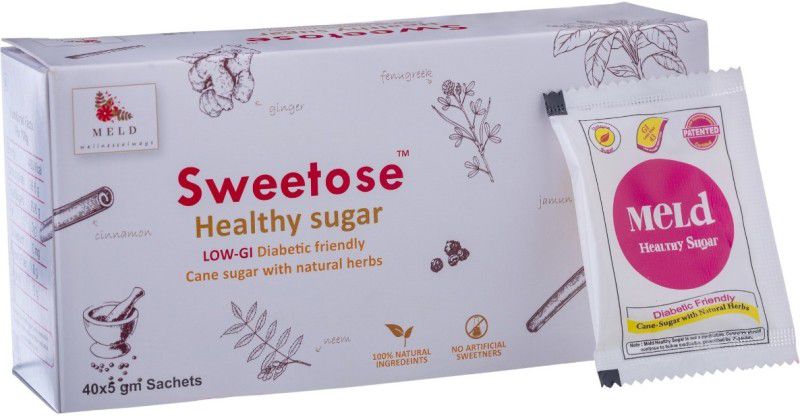 Sweetose Healthy Sugar - Diabetic Friendly Herbal Cane Sugar with Low GI - 200gm Sugar  (800 g, Pack of 40)
