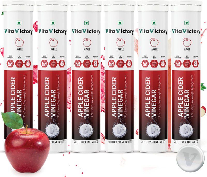 Vita Victory Organic Apple Cider Vinegar Tablets for Weight Loss, 120- ACV Tablet with Mother Vinegar  (6 x 20 No)