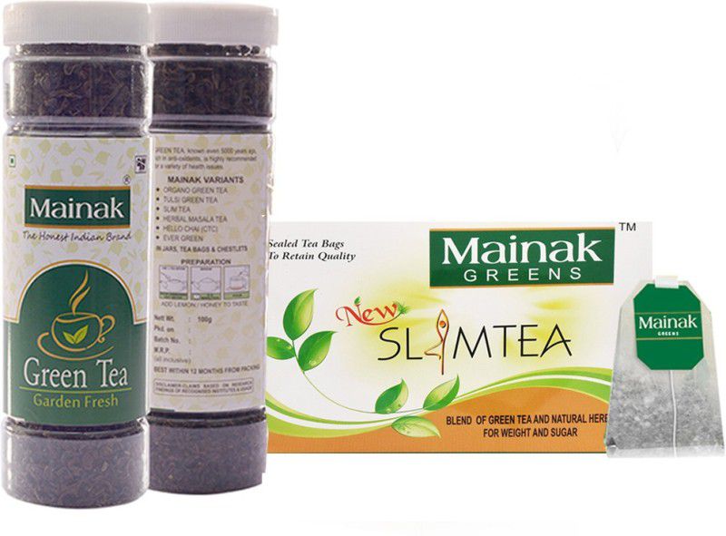 Mainak SlimTea 25 Tea Bags + 100g Jar Green Tea Plastic Bottle  (2 x 69 g)