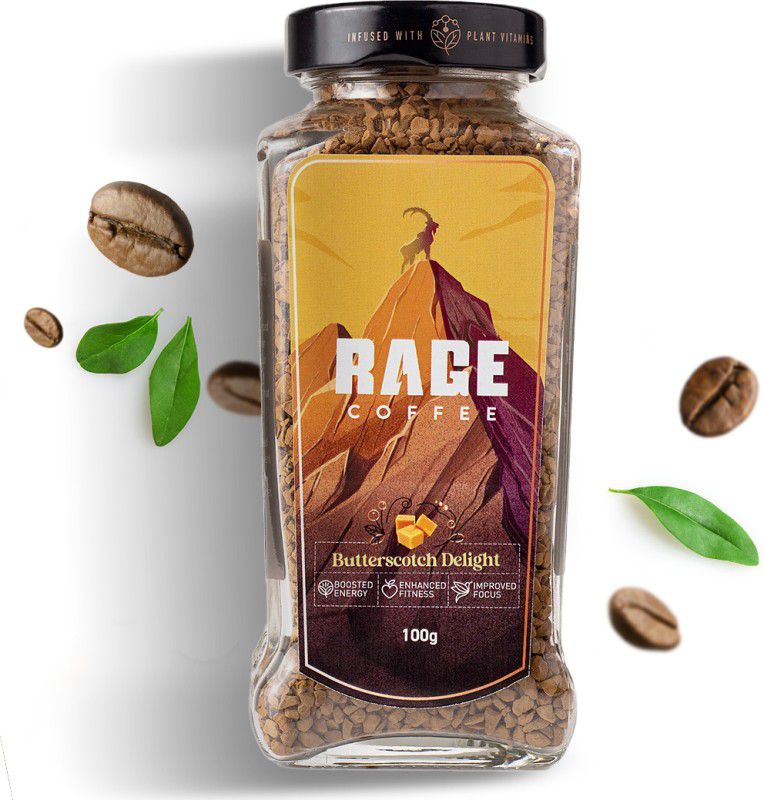 RAGE Coffee 100 Gms Butterscotch Delight Flavour - Premium Arabica Instant Coffee , Boldest, Smoothest, Tastiest, All Natural Coffee Instant Coffee  (100 g)