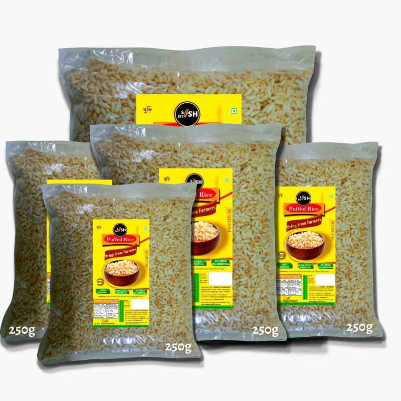 sish desi Super Lean 1.25Kg (250gm packs of 4 with 250g Free) Desi Murmura Puffed Rice (Full Grain, Parboiled)  (1.25 kg)