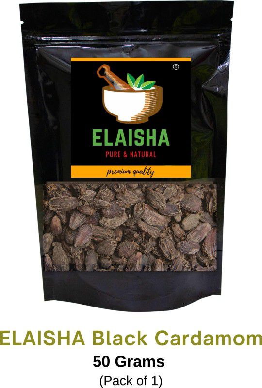 ELAISHA Black Cardamom Large Cardamom Whole Badi Elaichi Premium Quality Pure & Natural  (50)