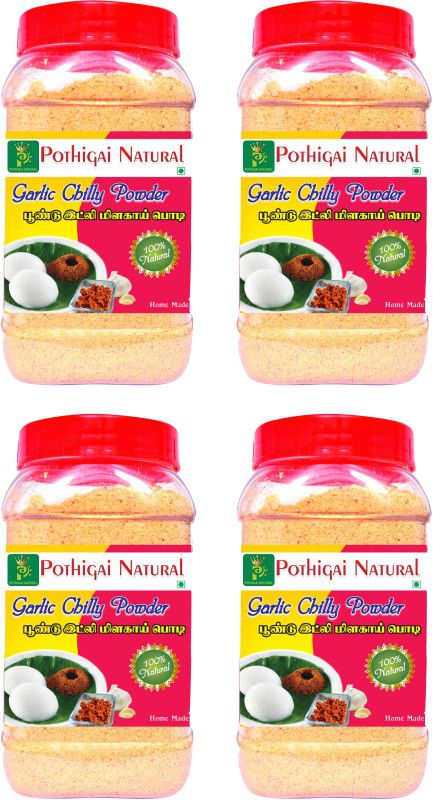 POTHIGAI NATURAL Garlic Chilly Powder 1kg (garlic idly podi) 100 % Natural Traditional method No Artificial flavour/No Artificial Colour(pack of 4)  (4 x 250 g)