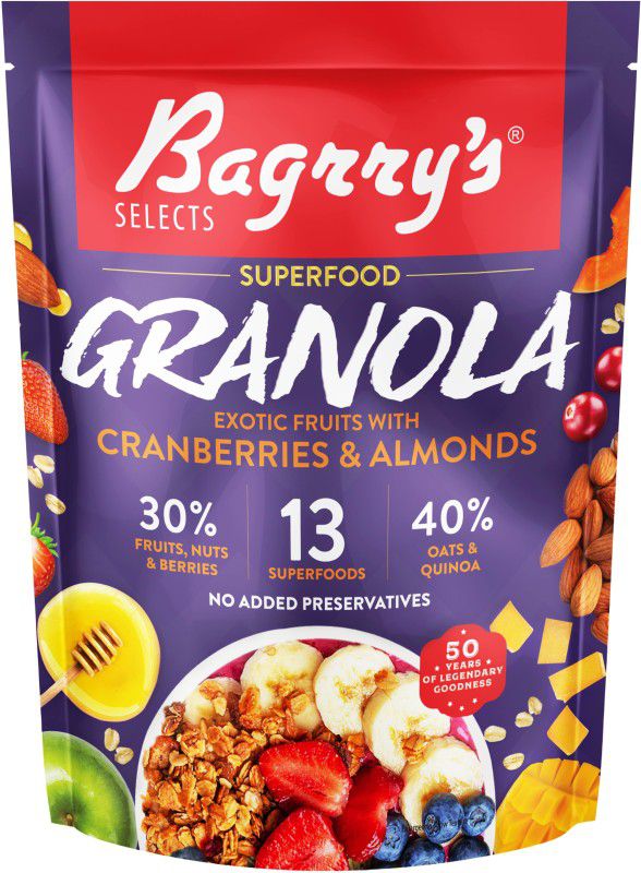 Bagrry's Superfood Granola Exotic Fruits with Almonds & Cranberries Pouch  (400 g)