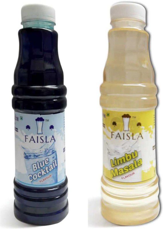 Faisla LM.BC Premium Refreshing LIMBU MASALA & BLU COCKTAIL Flavoured Sharbat Syrup (pack of 2) (1 pack of 700ml)  (1400 ml, Pack of 2)