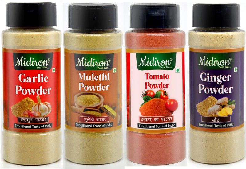 Midiron Ginger Powder, Garlic Powder, Mulethi Powder, Tomato Powder  (4 x 85 g)