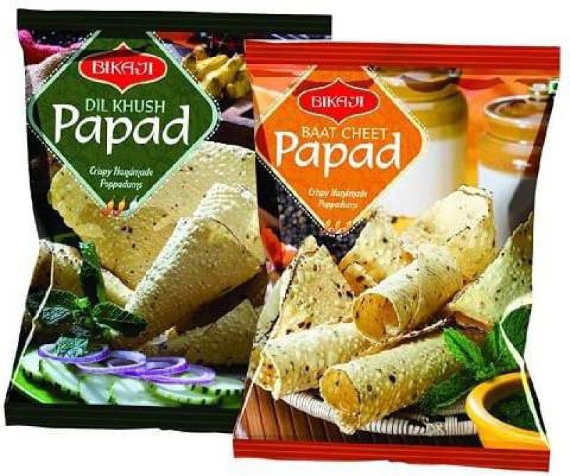 Bikaji Combo Pack of Baat Cheet Papad 400 g, Dil Khush Papad 400 g, Pack of 2 Masala Papad 2 nos  (Pack of 2)