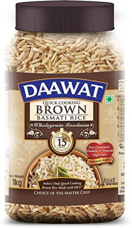 Daawat Brown, 1kg Jar Brown Basmati Rice (Full Grain, Boiled)  (1 kg)