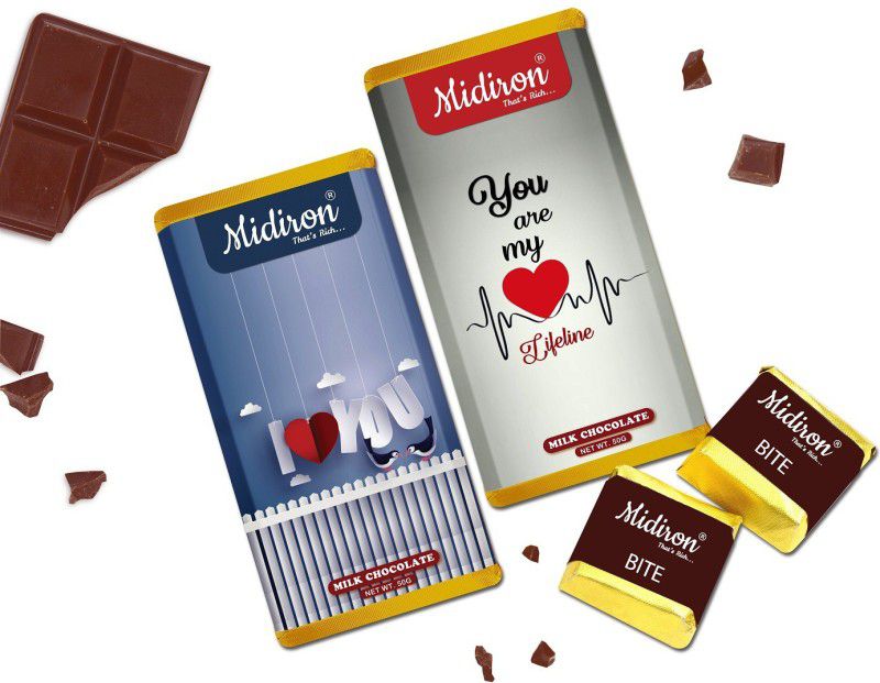 Midiron You are my Lifeline & I love You Milk Chocolate Bar Bars  (4 x 31 g)