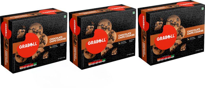 GRABOLL Pack of 3 |200g*3 | Chocolate Cookies |Gourmet Handmade Cookies With Goodness Of Cow Ghee Cookies Cookies  (600 g, Pack of 3)