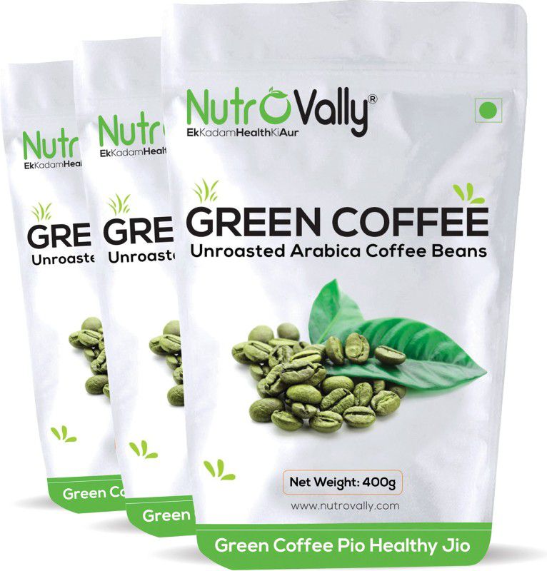 NutroVally Organic green coffee beans for weight loss 400g Instant Coffee  (3 x 400 g, Green Coffee Flavoured)