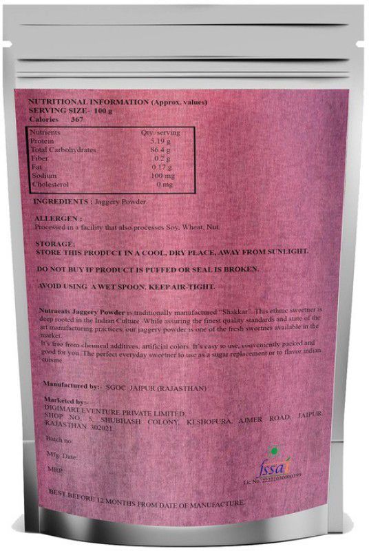 NutraEats Organic Jaggery Powder Powder Jaggery (N89) Advanced Powder Jaggery  (3 kg)
