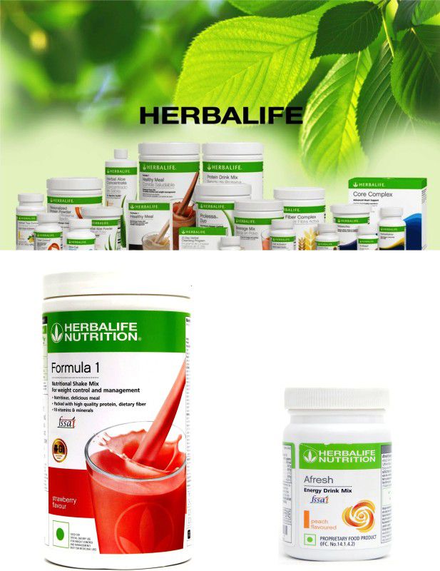 Herbalife Nutrition Formula 1 Strawberry 500 gm With Afresh Peach 50 gm Set of 2 Combo  (Formula 1 Strawberry 500 gm, Afresh Peach)