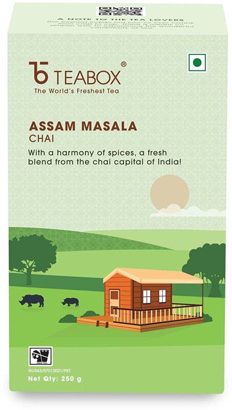 Teabox Assam Masala Chai|Fresh & Strong Assam | Strong Assam CTC enriched with Cardamom, Cinnamon, Clove, Ginger, Black Pepper | 250 Grams Black Tea Tin  (250 g)