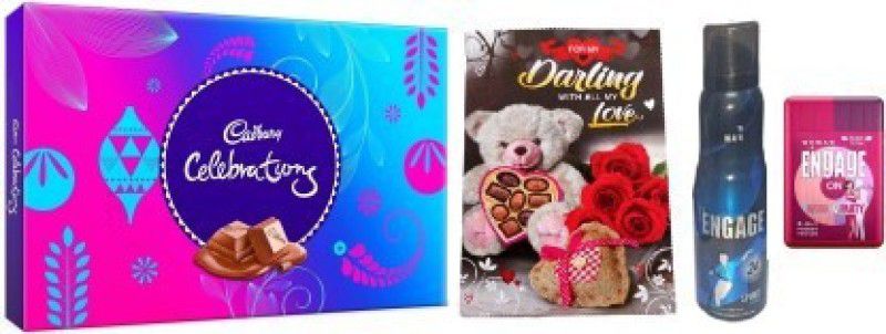 Festivalsbazar Celebrations Gift Pack Chocolates With Greeting card , Pocket Perfume Combo  (Cadbury Celebrations Chocolate - 1Greeting Card-1 Deo-1, Perfume -1)