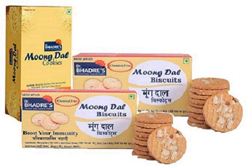 Dr. BHADRE'S 700Gm_Healthy Cookies+2 x Moong Dal Biscuit Mix of Milk Ghee Multi Grain  (700 g, Pack of 3)