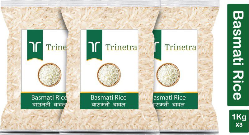 Trinetra Best Quality Basmati Rice-1Kg (Pack Of 3) Basmati Rice (Long Grain, Raw)  (3 kg)