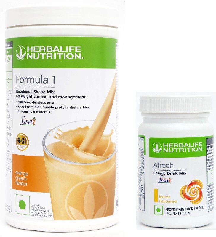 Herbalife Nutrition Formula 1 Orange 500 Gram with Afresh Lemon 50 Gram Set of 2 Combo  (Formula 1 Orange 500gm, Afresh Lemon 50 Gram)