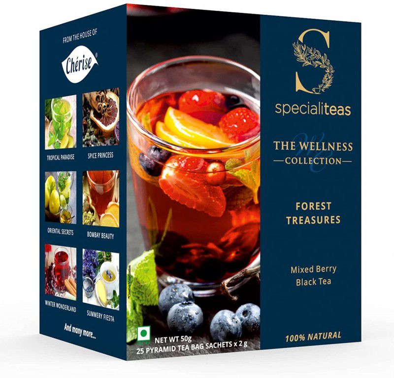 Cherise Specialiteas Forest Treasures Mixed Berry Black Tea (2 g x 25 Pyramid Tea Bags) Berry Black Tea Box  (50 g)