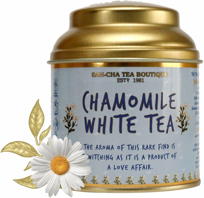 SANCHA Chamomile White Tea| 25g Loose Leaf Tea| Organic Darjeeling White Tea| Peony Chamomile White Tea Tin  (25 g)