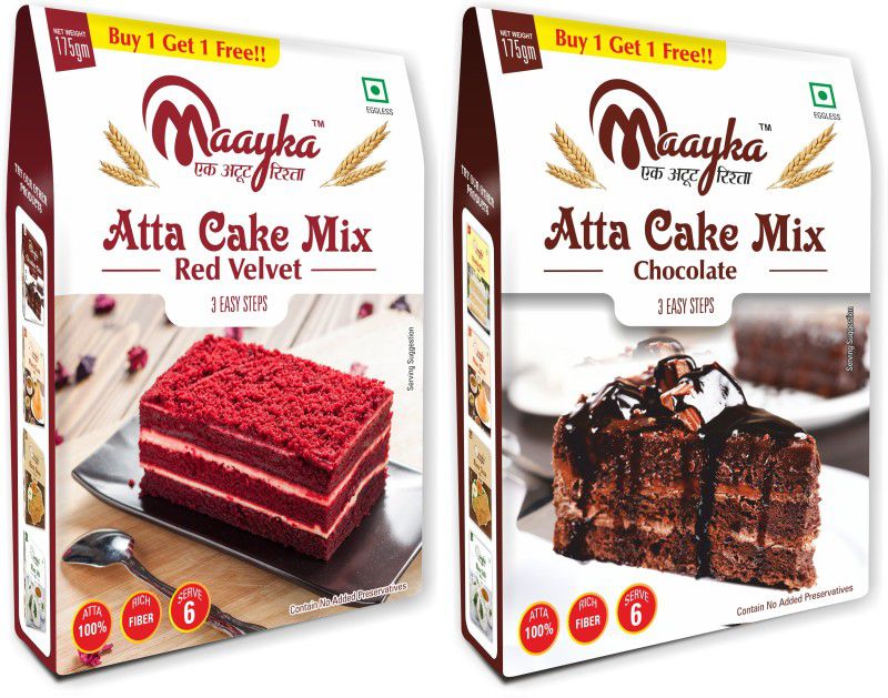 Maayka - Ek Atoot Rishta -Atta-Red Velvet Cake Mix & Chocolate Cake Mix 175G+175G 350 g  (Pack of 2)