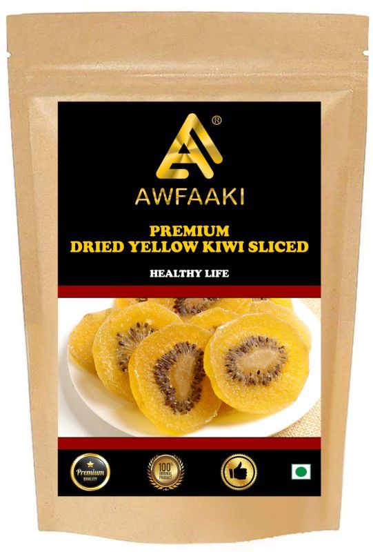 AWFAAKI Dried Yellow Kiwi Sliced | Dry Golden Kiwi Slices | Dehydrated Kiwi Candied Kiwi  (250 g)