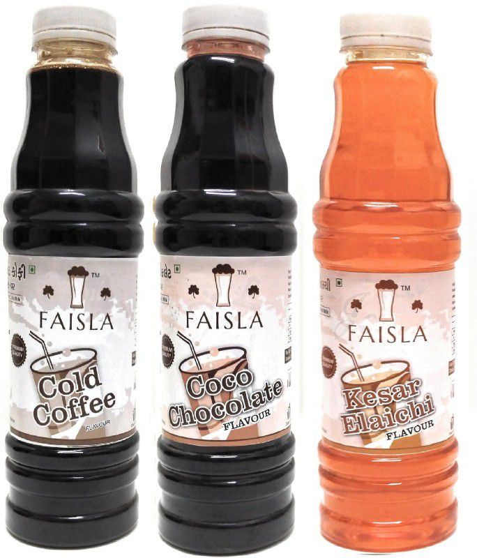 Faisla COLD COCO KE-127 Premium Refreshing Cold Coffee/Coco Chocolate/Kesar Elaichi Flavoured Sharbat Syrup (pack of 3) (1 pack of 700ml)  (2760 ml, Pack of 3)