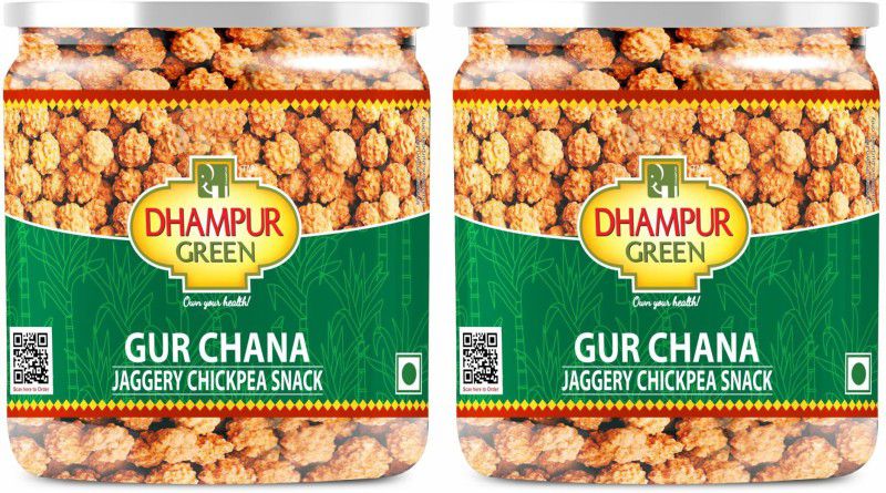 Dhampur Green Gur Chana Channa Snacks with Natutral Jaggery | Healthy Snacks 200g x 2  (2 x 200 g)