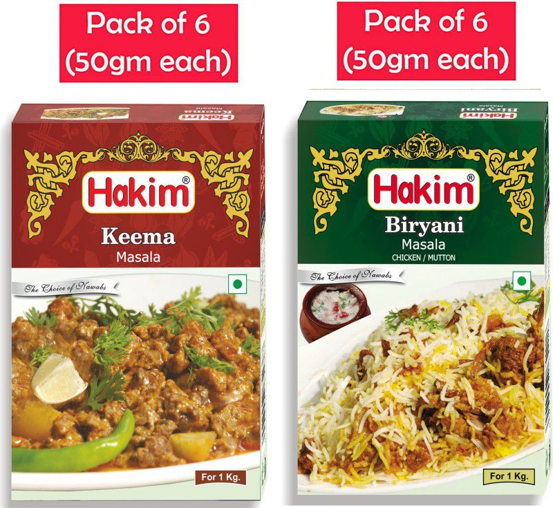 HAKIM India'S 1St Authentic Mughlai Biryani Masala & Keema Masala - Pack of 12 - 50 Grams Each  (12 x 50 g)