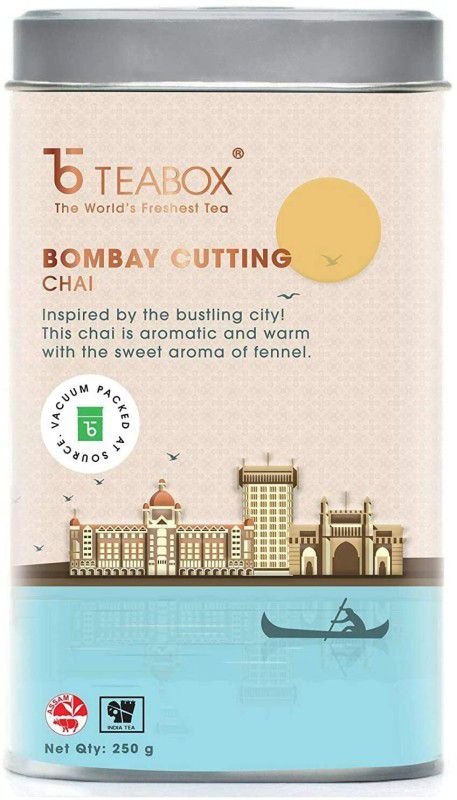 Teabox Bombay Cutting Chai | Inspired By The Bustling City | Blended With Natural Cardamom, Ginger & Fennel, 250 Grams Cardamom Black Tea Tin  (250 g)