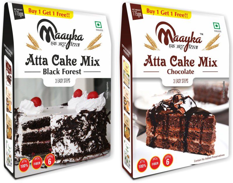 Maayka - Ek Atoot Rishta -Atta-Black Forest Cake Mix & Chocolate Cake Mix 175G+175G 350 g  (Pack of 2)