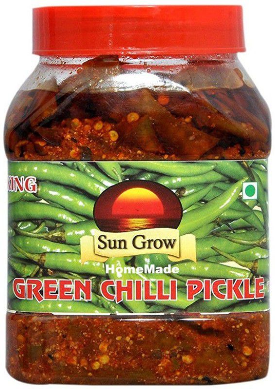 Sun Grow Maa Ka Hath Ka Mother Made Masalo Se Bana HomeMade Green Chilli Pickle (Without Oil) 1Kg Green Chilli Pickle  (1 kg)