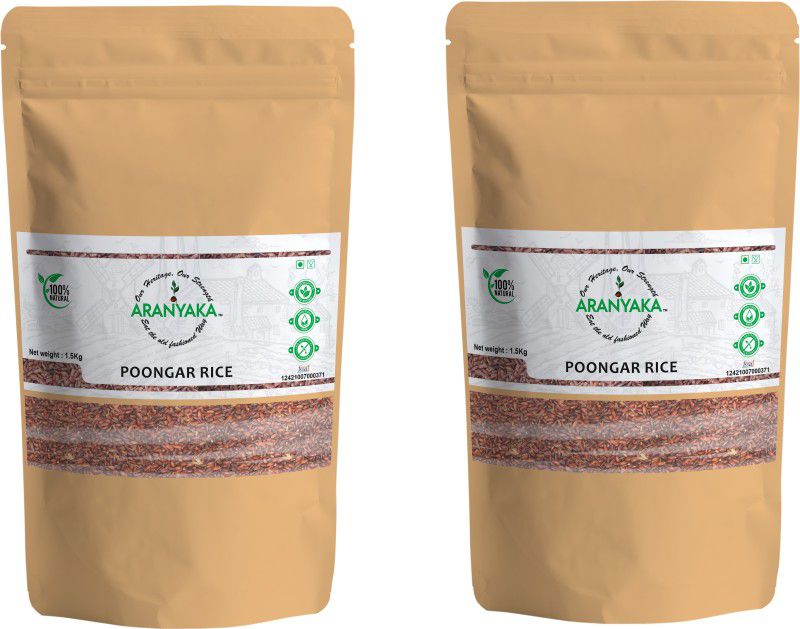 Aranyaka Traditional Poongar Rice (3kg)|Red Rice|Diabetic Friendly-Gluten Free| Red Matta Rice (Medium Grain, Boiled)  (3 kg)
