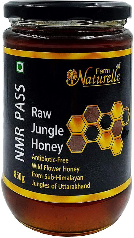 Farm Naturelle 100% Natural Raw Unprocessed NMR Tested And Certified Jungle Honey All Purpose Strong and Delicious ,Wild Forest ,Flower Honey (850 Gram) Glass Bottle.  (850 ml)