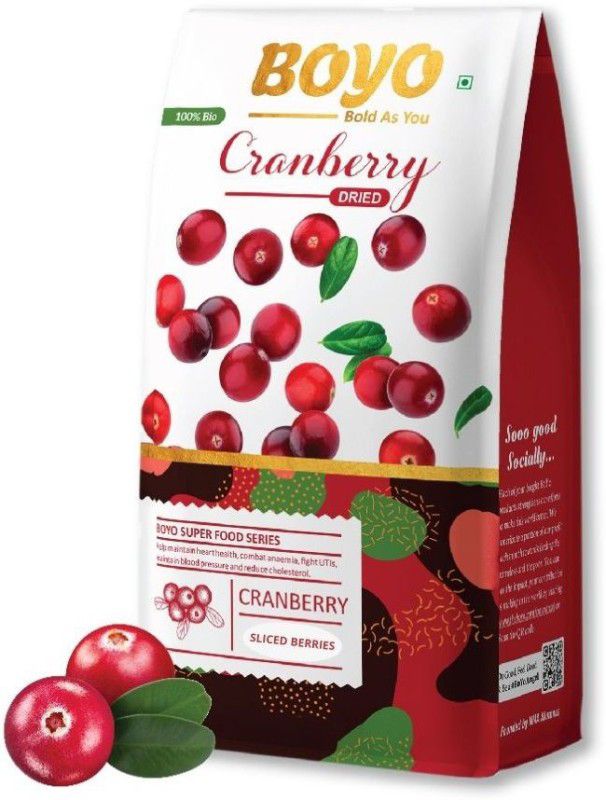 BOYO Dried Sliced Cranberry 200g, Sliced & Unsweetened, 100% Vegan & Gluten Free Cranberries  (200 g)