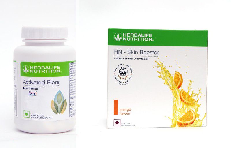 Herbalife Nutrition ACTIVATED FIBER TABLET + SKIN BOOSTER Combo  (1 ALOE PLUS CAPSULES 60 CAPSULES, 1 SKIN BOOSTER 30 POUCHES)