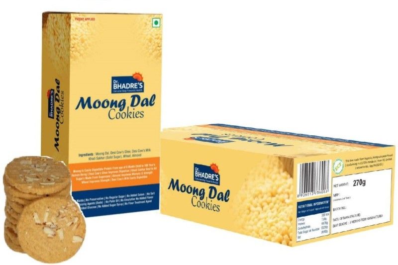 Dr.BHADRE'S Moong Dal Cookies 540 gm( 270gmx2) | Cookies Biscuits Pack | Cookies Biscuits Digestive Chemical Free | No Artificial Flavors | No Preservatives Cookies  (540 g, Pack of 2)