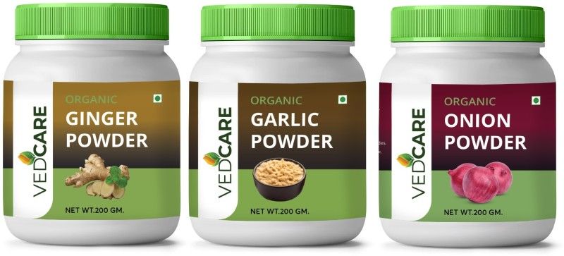 Vedcare (Ginger + Garlic +Onion) Organic Powder (200g X 3)  (3 x 200 g)
