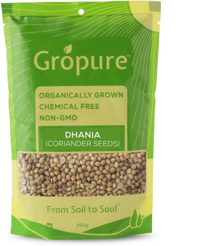 Gropure Organic Dhania (Coriander Seeds), 200g  (200 g)