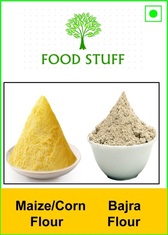 FOOD STUFF Best Quality Corn/Maize Flour & Bajjra/Millet Flour  (1000 g, Pack of 2)