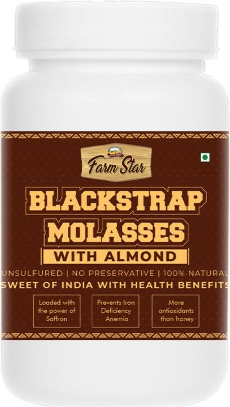 Farm Star -Organic Blackstrap Molasses with Almond & Kesar- vitamins & minerals rich Liquid Jaggery  (750 g)