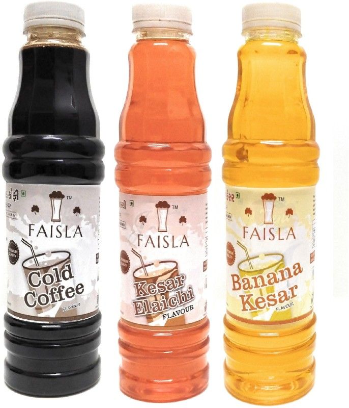 Faisla COLD KE BK-132 Premium Refreshing Cold Coffee/Kesar Elaichi/Banana Kesar Flavoured Sharbat Syrup (pack of 3) (1 pack of 700ml)  (2760 ml, Pack of 3)