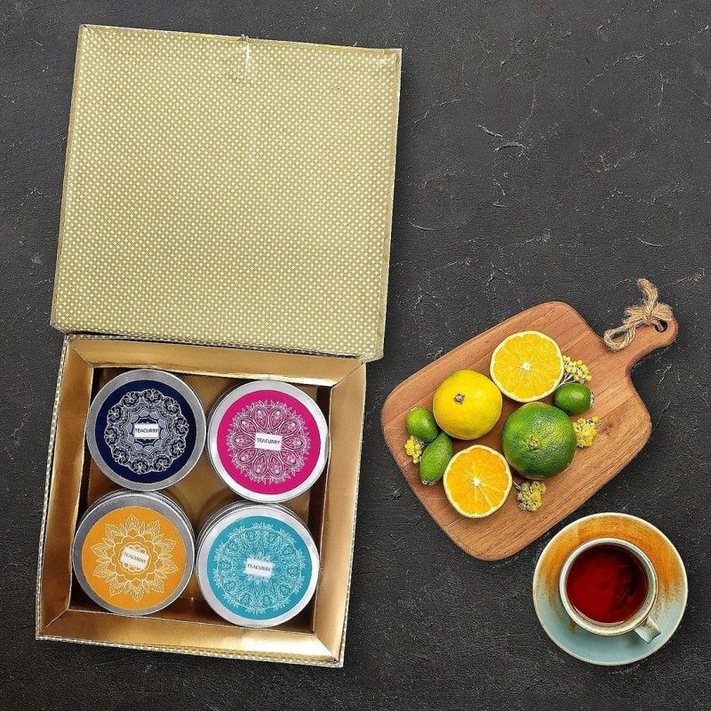 TEACURRY Skin & Hair Gift Box - Tea Gift Set (100 Grams Loose) | Golden Assorted Herbal Tea Festive Gift Box  (100 g)