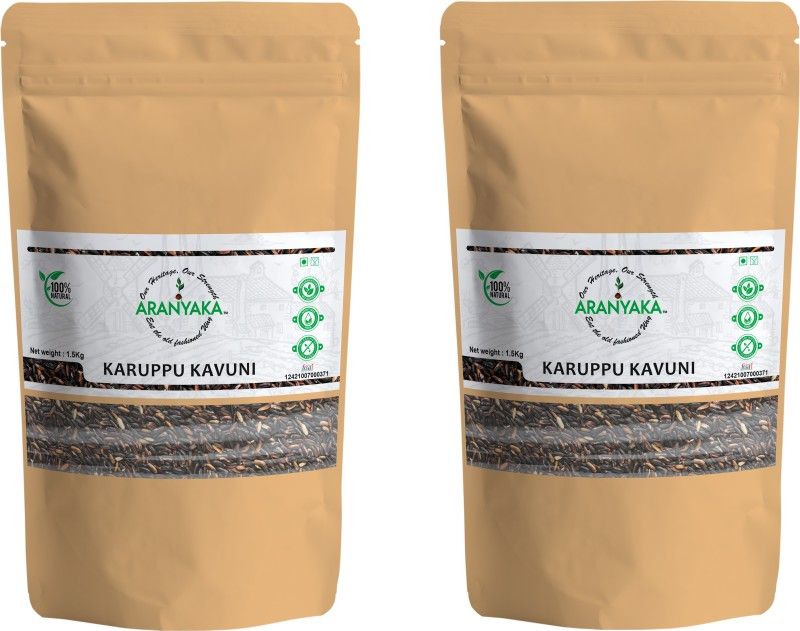 Aranyaka Karuppu Kavuni Black Rice 3Kg ( Forbidden Rice)-Low GI-Diabetic Friendly Black Forbidden Rice (Medium Grain, Unpolished)  (3 kg)